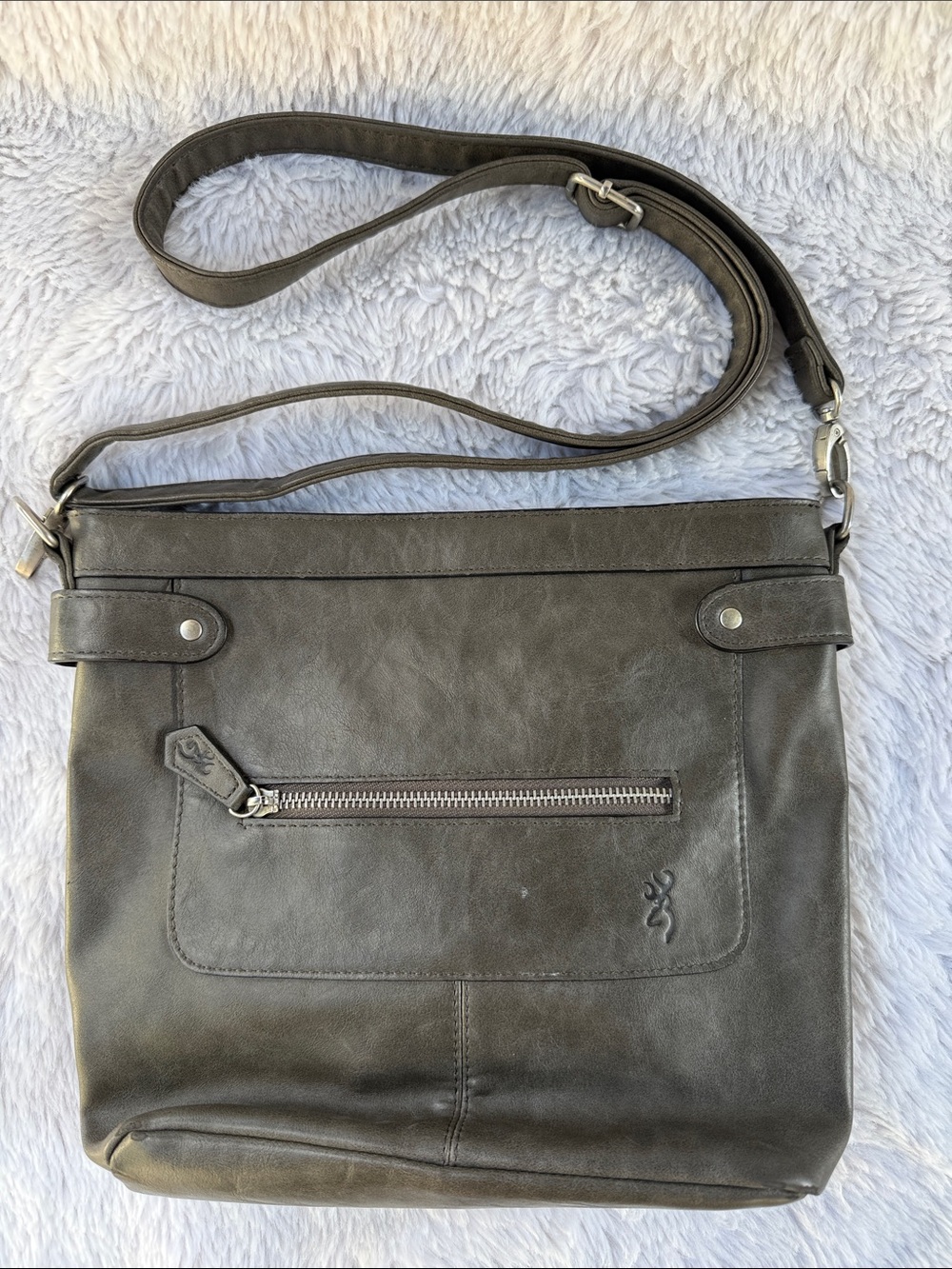 Browning Concealed Carry Leather Crossbody Bag in Dark Gray